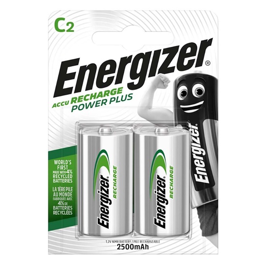 Energizer Power Plus Επαναφορτιζόμενες Μπαταρίες C Ni-MH 2500mAh 1.2V 2τμχ (4956220) (ENE4956220)-ENE4956220