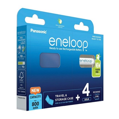 Panasonic Eneloop & Storage Case Επαναφορτιζόμενες Μπαταρίες AAA Ni-MH 800mAh 1.2V 4τμχ (37462028) (PAN37462028)-PAN37462028