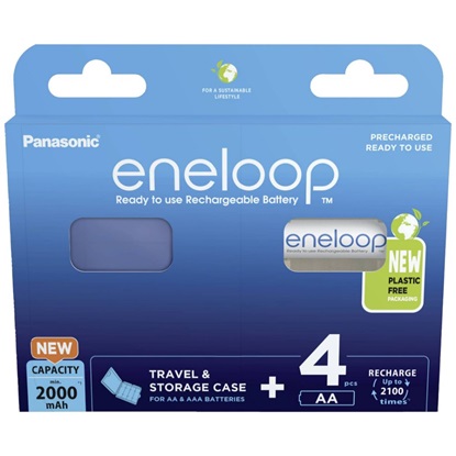 Panasonic Eneloop & Storage Case Επαναφορτιζόμενες Μπαταρίες AA Ni-MH 2000mAh 1.2V 4τμχ (39067927) (PAN39067927)-PAN39067927