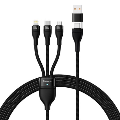 Baseus Flash Series II Braided USB to micro USB / Type-C / Lightning Cable Μαύρο 1.2m (CASS030101) (BASCASS030101)-BASCASS030101