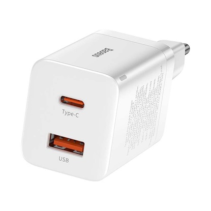 Baseus Φορτιστής Χωρίς Καλώδιο με Θύρα USB-A και Θύρα USB-C 30W Power Delivery Λευκός Super Si Pro (CCSUPP-E02) (BASCCSUPP-E02)-BASCCSUPP-E02