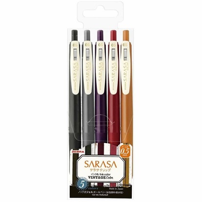 Zebra Sarasa Clip 0.5 Vintage Color 2 5 Color Pen Set (ZB-69422) (ZEB69422)-ZEB69422