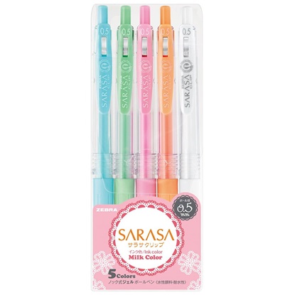 Zebra Sarasa Clip 0.5 Milk Color 5 Color Pen Set (ZB-17270) (ZEB17270)-ZEB17270