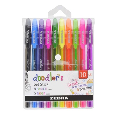 Zebra Στυλό Gel με Πολύχρωμο Μελάνι Neon & Fashion 10τμχ (ZB-02618) (ZEB02618)-ZEB02618