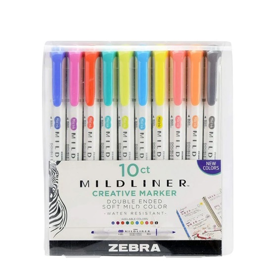 Zebra Mildliner Double Ended Creative Marker Bold & Fine Point 10 Pack (ZB-78501) (ZEB78501)-ZEB78501