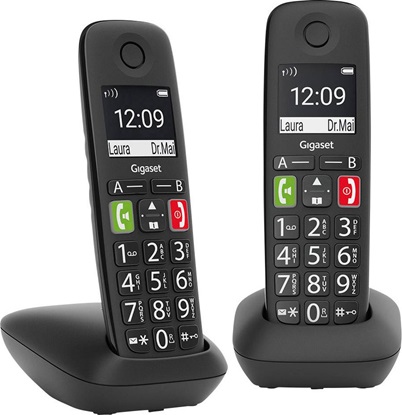 Gigaset E290 Duo Ασύρματο Τηλέφωνο Set για Ηλικιωμένους με Aνοιχτή Aκρόαση (GGSE290DUO-BK)-GGSE290DUO-BK