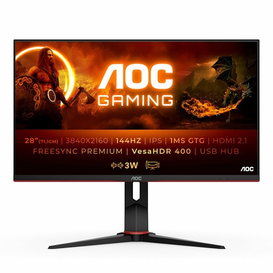 AOC U28G2XU2/BK IPS HDR Gaming Monitor 28'' (U28G2XU2/BK) (AOCU28G2XU2BK)-AOCU28G2XU2BK
