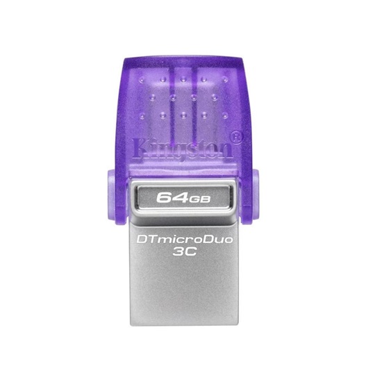 Kingston DataTraveler MicroDuo 3C 64GB USB 3.1 Stick Purple (DTDUO3CG3/64GB) (KINDTDUO3CG3-64GB)-KINDTDUO3CG3-64GB