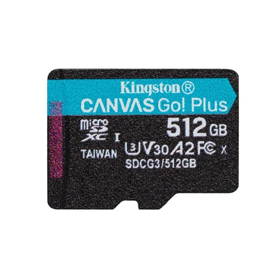 Kingston Canvas Go Plus microSDXC 512GB Class 10 U3 V30 A2 UHS-I (SDCG3/512GB) (KINSDCG3-512GB)-KINSDCG3-512GB