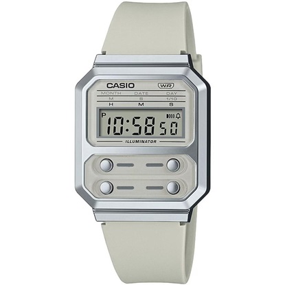 Casio Vintage Edgy Ρολόι Χρονογράφος Μπαταρίας με Μπεζ Καουτσούκ Λουράκι (A100WEF-8AEF) (CASA100WEF-8AEF)-CASA100WEF-8AEF