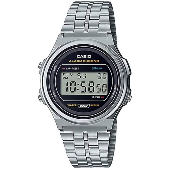 Casio Vintage Round Ψηφιακό Ρολόι Μπαταρίας με Ασημί Μεταλλικό Μπρασελέ (A171WE-1AEF) (CASA171WE-1AEF)-CASA171WE-1AEF