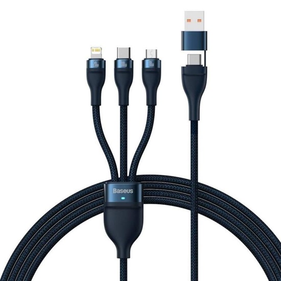 Baseus Flash Series II Braided USB to Type-C / micro USB / Lightning Cable Μπλε 1.2m (CASS030103) (BASCASS030103)-BASCASS030103