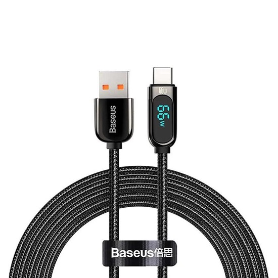 Baseus Display Braided USB 2.0 Cable USB-C male - USB-A male Μαύρο 2m  (CASX020101) (BASCASX020101)-BASCASX020101