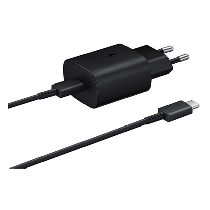 Samsung Φορτιστής με Θύρα USB-C και Καλώδιο 1m USB-C 25W Μαύρος (TA800XBEGWW) (SAMTA800XBEGWW)-SAMTA800XBEGWW