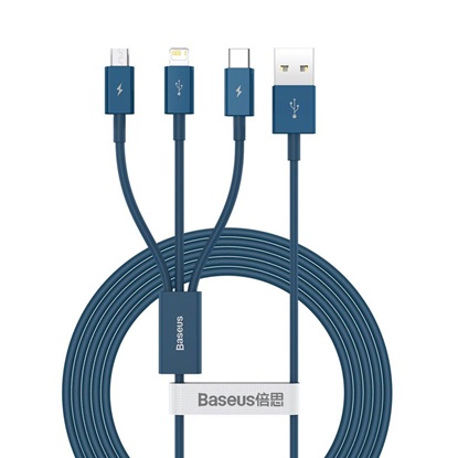 Baseus Superior Series Regular USB to micro USB / Type-C / Lightning Cable 3.5A Blue 1.2m (CAMLTYS-03) (BASCAMLTYS-03)-BASCAMLTYS-03