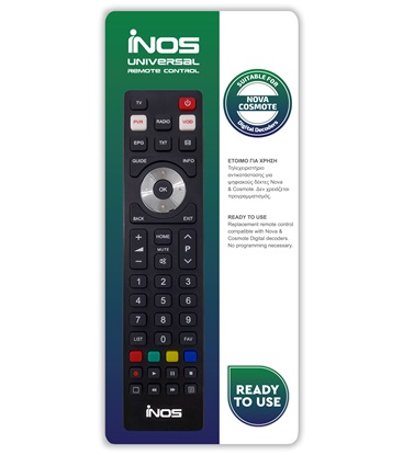 iNOS Remote Control for Nova (Besides GSH-2970) & Cosmote TV Devices Ready-to-Use (050101-0097) (INOS050101-0097)-INOS050101-0097