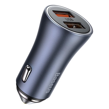 Baseus Golden Contactor Pro Car Charger, 2x USB, 40w + Cable USB To USB-C 1m Gray (TZCCJD-A0G) (BASTZCCJD-A0G)-BASTZCCJD-A0G