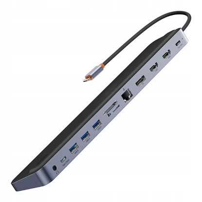 Baseus Hub 12w1 EliteJoy Gen2 series USB-C do 2xHDMI+ 3xUSB 3.0+ PD+ DP+ SD/TF+ RJ45+Type-C+ 3.5mm (dark grey) (WKSX030213) (BASWKSX030213)-BASWKSX030213