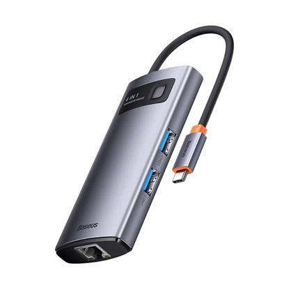 Baseus Hub 4in1 Metal Gleam Series, USB-C To 3x USB 3.0 + Ethernet Rj45 (WKWG070113) (BASWKWG070113)-BASWKWG070113
