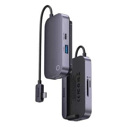 Baseus Hub 6in1 PadJoy Series USB-C to USB 3.0 + HDMI + USB-C PD + jack 3.5mm + SD/TF (Grey) (WKWJ000113) (BASWKWJ000113)-BASWKWJ000113