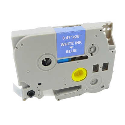MediaRange Plastic Tape Cassette For Label Printers Using Brother TZ-535/TZe-535 12mm 8m Laminated White On Blue (MRBTZ535)-MRBTZ535