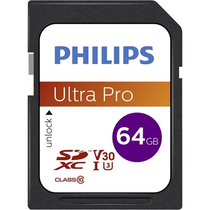 Philips Ultra Pro SDXC 64GB Class 10 U3 V30 A1 UHS-I (FM64SD65B/00) (PHIFM64SD65B-00)-PHIFM64SD65B-00