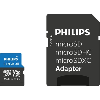 Philips microSDXC 512GB Class 10 U3 UHS-I με αντάπτορα (FM51MP65B/00) (PHIFM51MP65B-00)-PHIFM51MP65B-00