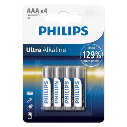 Philips Ultra Αλκαλικές Μπαταρίες AAA 1.5V 4τμχ (LR03E4B/10) (PHILR03E4B-10)-PHILR03E4B-10