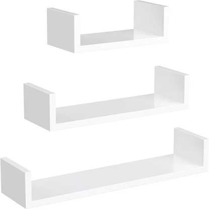 Songmics Floating Wall Shelves White Large Set of 3 White (LWS66WV1) (SNGLWS66WV1)-SNGLWS66WV1