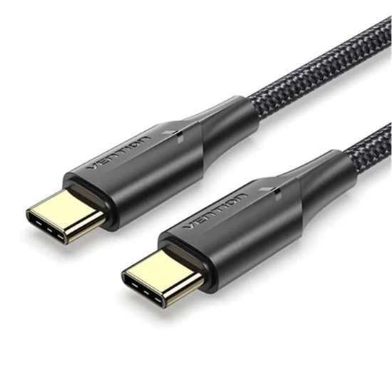 VENTION Nylon Braided Type-C to Type-C 3A Cable 1M Black LED Type (TAUBF) (VENTAUBF)-VENTAUBF