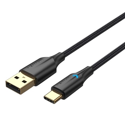 VENTION Nylon Braided USB 2.0 A Male to Type-C Male 3A Cable 1.5M Black LED Type (CTFBG) (VENCTFBG)-VENCTFBG