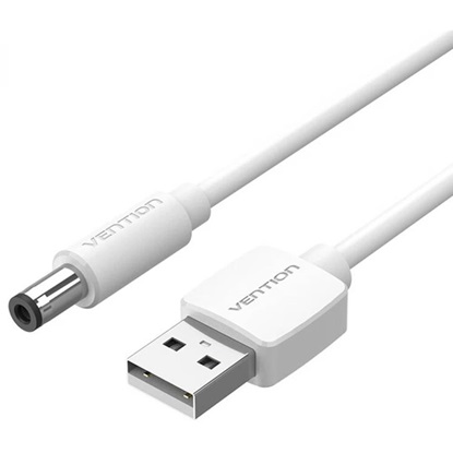 VENTION USB to DC 5.5mm Barrel Jack Power Cable 1.5M White Tuning Fork Type (CEYWG) (VENCEYWG)-VENCEYWG
