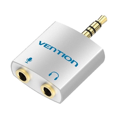 VENTION 4Pole 3.5mm Male to 2*3.5mm Female Audio Adapter Silvery Metal Type (BDBW0) (VENBDBW0)-VENBDBW0