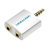 VENTION 4Pole 3.5mm Male to 2*3.5mm Female Audio Adapter Silvery Metal Type (BDAW0) (VENBDAW0)-VENBDAW0