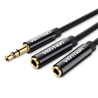 VENTION 3.5mm Male to 2*3.5mm Female Stereo Splitter Cable 0.3M Black ABS Type (BBSBY) (VENBBSBY)-VENBBSBY