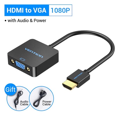 VENTION HDMI to VGA Converter with Female Micro USB and Audio Port 0.15M Black (ACRBB) (VENACRBB)-VENACRBB