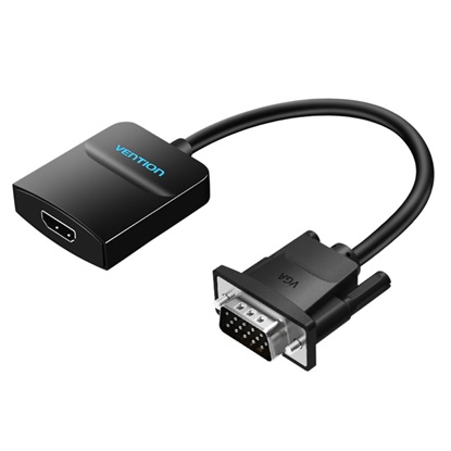 VENTION VGA to HDMI Converter with Female Micro USB and Audio Port 0.15M Black (ACNBB) (VENACNBB)-VENACNBB