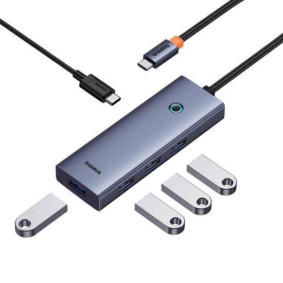 Baseus Hub 5in1 UltraJoy 5-Port (4xUSB 3.0,  PD) grey (B00052801811-01) (BASB00052801811-01)-BASB00052801811-01