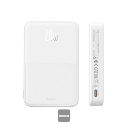 Baseus Powerbank MagPro Magnetic 5000mAh 20W, MagSafe (white) (P10064101223-00) (BASP10064101223-00)-BASP10064101223-00