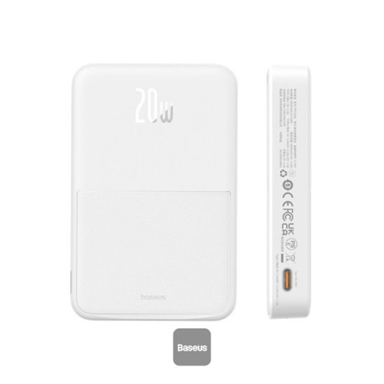 Baseus Powerbank MagPro Magnetic 5000mAh 20W, MagSafe (white) (P10064101223-00) (BASP10064101223-00)-BASP10064101223-00