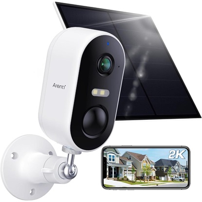 Arenti Wire-Free Outdoor UHD 2.5K/4MP Pan Tilt Zoom 4G/LTE Battery Camera with Solar Panel (GO3G+SP2) (AREGO3G-SP2)-AREGO3G-SP2