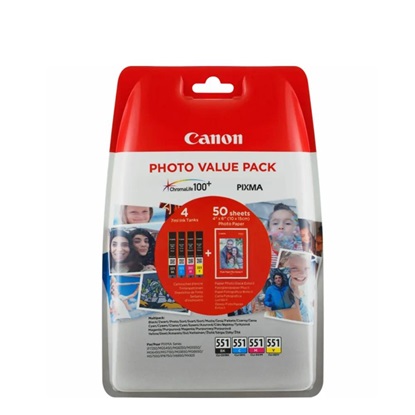 Canon Μελάνι Inkjet CLI-551VP BK/C/M/Y + PHOTO PAPER (6508B005) (CANCLI-551VP)-CANCLI-551VP