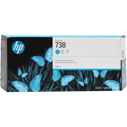 HP Μελάνι Inkjet No.738 300-ML Cyan DesignJet (676M6A) (HP676M6A)-HP676M6A