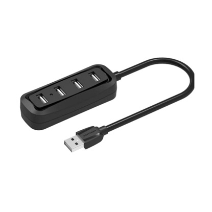 VENTION 4-Ports USB 2.0 Hub 1M Black (VAS-J43-B100) (VENVAS-J43-B100)-VENVAS-J43-B100