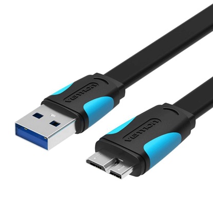 VENTION Flat USB 3.0 A Male to Micro B Male Cable 1.5M Black (VAS-A12-B150) (VENVAS-A12-B150)-VENVAS-A12-B150
