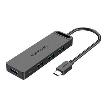 VENTION Type-C to 4-Port USB 3.0 Hub with Power Supply Black 0.5M ABS Type (TGKBD) (VENTGKBD)-VENTGKBD