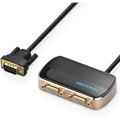 VENTION 1 In 2 Out VGA Splitter 1M Black (DBABF) (VENDBABF)-VENDBABF