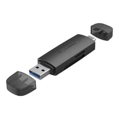 VENTION 2 in 1 USB 3.0 A / Type-C Card Reader (SD+TF) Black Dual Drive Letter (CLKB0) (VENCLKB0)-VENCLKB0