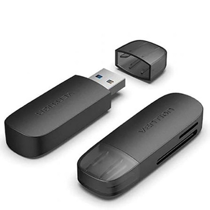 VENTION 2 in 1 USB 3.0 A Card Reader (SD+TF) Black Dual Drive Letter (CLGB0) (VENCLGB0)-VENCLGB0