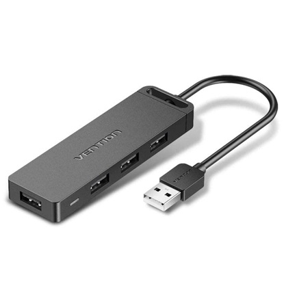 VENTION 4-Port USB 2.0 Hub with Power Supply 0.5M Black (CHMBD) (VENCHMBD)-VENCHMBD